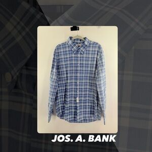 NWT Jos. A. Bank Blue Plaid Button Down Collar Shirt
